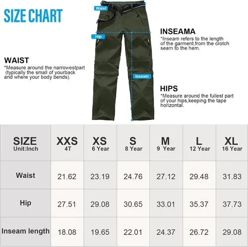 Miniatura 5 de Boys Cargo Pants Kids' Hiking Quick Dry Lightweight Convertible Youth Waterproof Outdoor Camping Fishing Scout Pants