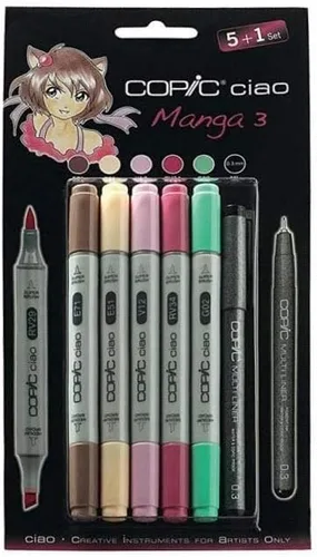 Copic Ciao - Rotulador de colores, 5+1, manga 3, para arte y manualidades, colorear, gráficos, resaltador, diseño, anime, profesionales y