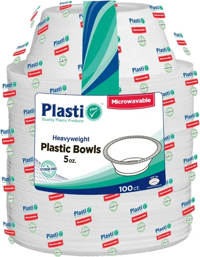 [100 unidades] Cuencos desechables de plástico blanco de 5 onzas para postre pesados, ideales para bodas, hogar, oficina, escuela, fiesta, picnic,
