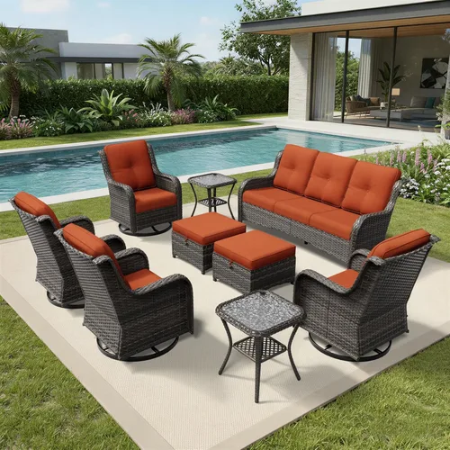 Miniatura 164 de Joyside Juego de sillas de mimbre para patio, juego de 3 piezas de mimbre para exteriores con 2 sillas reposabrazos y 1 mesa auxiliar para terraza