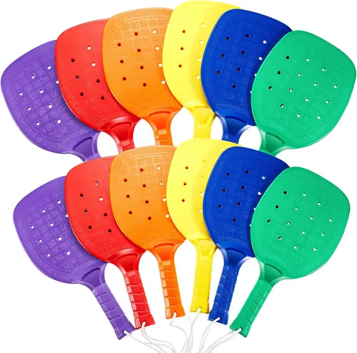 Miniatura 8 de Seenelling Plastic Paddleball Racket PE Equipment for Elementary School with Lanyard Classes Equipment, 15.2 x 7.5 Inches