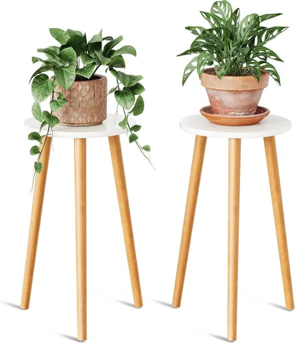 Miniatura 15 de Uneedem - Soporte para plantas de interior, mesa moderna de madera de mediados de siglo para plantas de interior, 8.9 pulgadas de alto para macetas