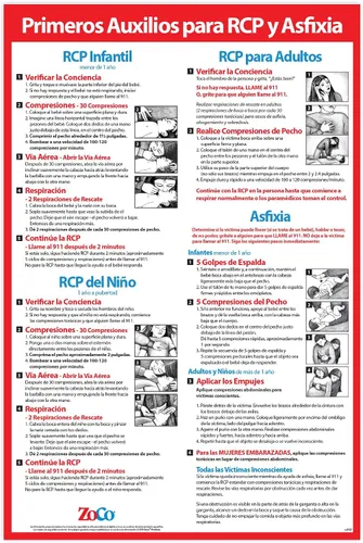 Miniatura 6 de ZOCO - Carteles de primeros auxilios de RCP y asfixia (paquete de 2, inglés y español) - Carteles laminados de cumplimiento de 12 x 18 pulgadas