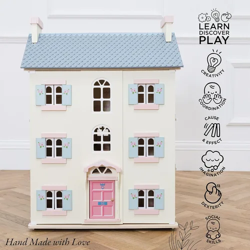 Miniatura 2 de Le Toy Van - Hermosa Casa de Muñecas de Madera Grande Cherry Tree Hall de 4 Pisos Juego de Juguetes para Niñas o Niños Excelente Como Regalo