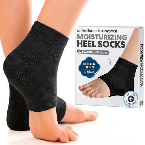 Miniatura 13 de Dr. Frederick's Original- Calcetines hidratantes para el tratamiento del talón agrietado/pies secos para mujeres y hombres, 2 pares, aloe verde