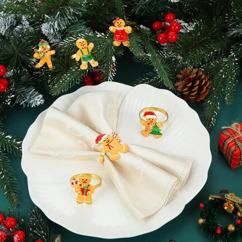 Miniatura 4 de WILLBOND 12 servilleteros de Navidad para cenas de Navidad, fiestas, accesorios de decoración de mesa de adorno de boda, (estilo adorable)