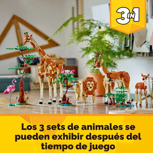 Miniatura 6 de LEGO Creator 31150 - Animales de safari salvajes 3 en 1, se reconstruyen en 3 figuras diferentes de animales de safari: jirafa, gacela o león