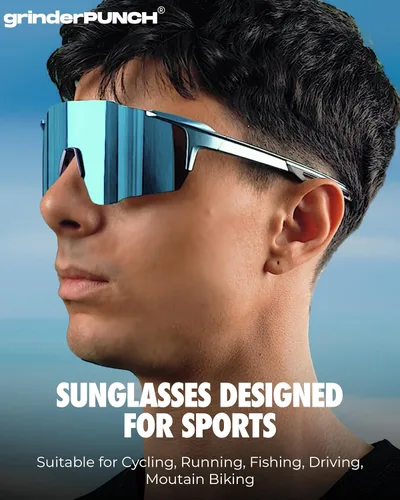Miniatura 9 de grinderPUNCH Gafas de sol deportivas ligeras para béisbol, ciclismo, protección UV, para bicicleta de montaña, correr, senderismo, pesca Azul