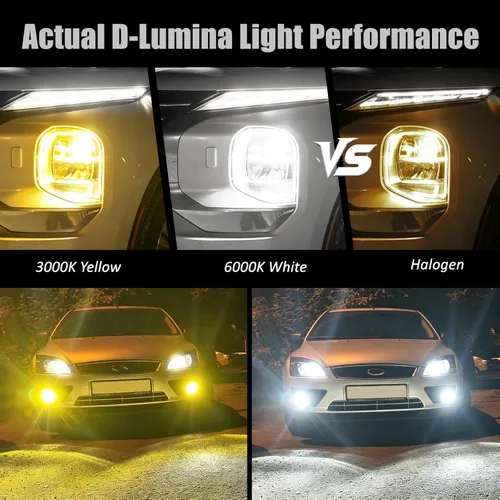 Miniatura 3 de D-Lumina H10 Switchback - Bombillas LED antiniebla, 8000 lúmenes, 40 W, 300% brillo, doble color, 6000 K, xenón blanco/3000 K amarillo dorado, 9145