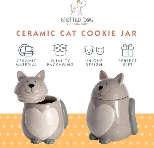 Miniatura 8 de SPOTTED DOG GIFT COMPANY Tarro de cerámica para galletas con tapa, recipiente grande para galletas y galletas, lindo almacenamiento de cocina