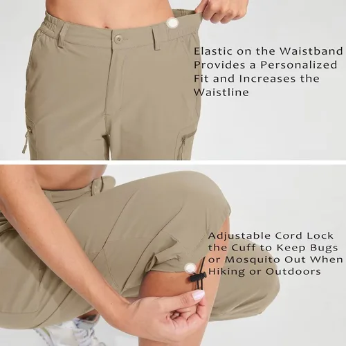 Miniatura 4 de TACVASEN Pantalones capri de senderismo para mujer, 5 bolsillos, ligeros, de secado rápido, debajo de la rodilla, pantalones cortos deportivos
