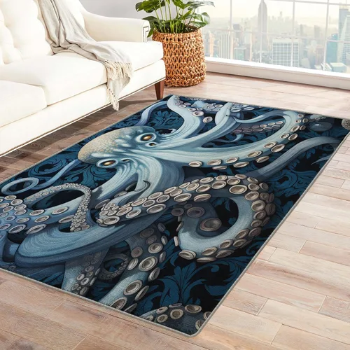Miniatura 9 de Alfombra de pulpo, alfombra Kraken de 2 x 3 pies, alfombras Kraken para entrada, sala de estar, dormitorio, alfombra de área pequeña de tentáculo