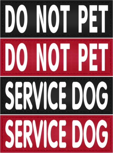 Miniatura 7 de Paquete de 4 parches reflectantes extraíbles para arnés de chaleco para perro – perro de servicio/no mascotas/apoyo emocional