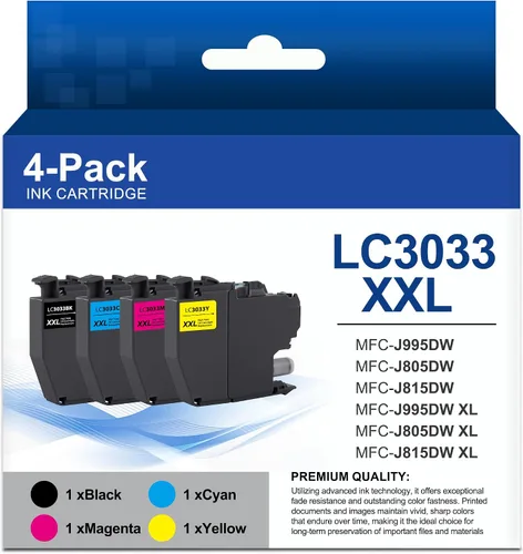 LC3033 BK/C/M/Y - Juego de 4 cartuchos de tinta LC3033XXL compatibles con Brother LC3033XXL, LC3033BK, LC3033C, LC3033M, LC3033Y Juego de cartuchos