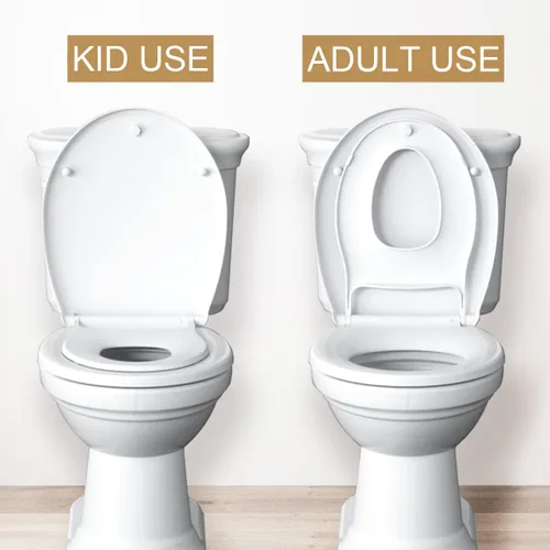 Miniatura 8 de R&T Asiento de inodoro redondo con asiento de entrenamiento para ir al baño integrado, asiento de cierre lento para niños y adultos, fácil