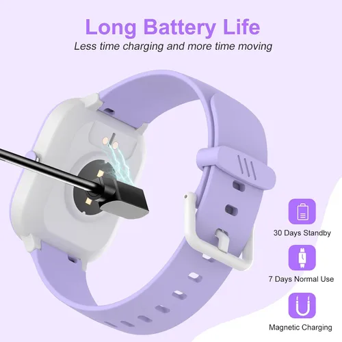 Miniatura 5 de Reloj de seguimiento de fitness para niños, IP68 impermeable, reloj inteligente con cara de reloj de 1.4 pulgadas, 19 modos deportivos, podómetros