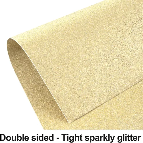 Miniatura 3 de Cartulina con Purpurina Dorada 12x12 de Doble Cara 24 Hojas, Goefun Papel con Purpurina Dorado Champán Sin Desprendimiento 280GSM/100lb Cartulina