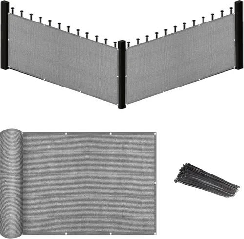 Eden's Decor - Pantalla de privacidad para balcón gris de 2'6" x 7' de malla para parabrisas, resistente a la intemperie, protección UV para