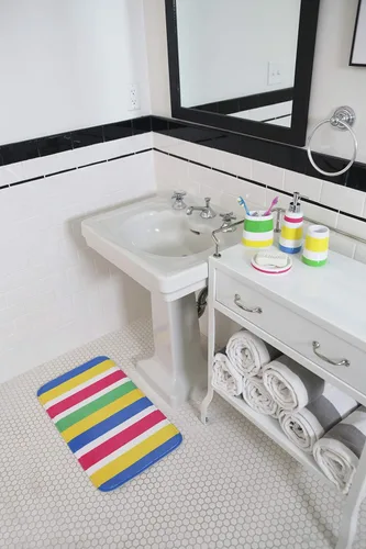 Miniatura 3 de Divertida alfombra de baño de ducha para niños a rayas coloridas (tapete de baño multicolor)