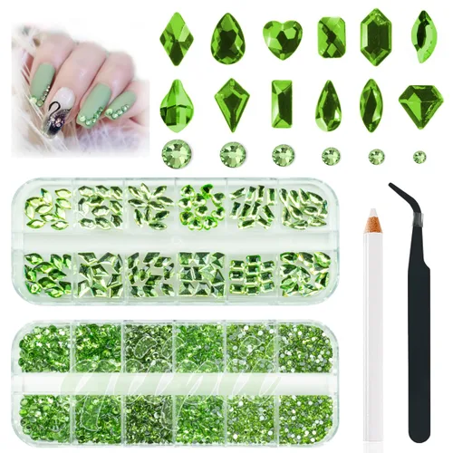 Miniatura 28 de qiipii Diamantes de imitación para uñas de amatista púrpura de múltiples formas de cristal con base plana K9, piedras de vidrio púrpura claro, gemas