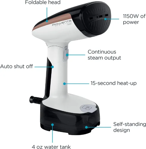 Miniatura 10 de Rowenta, Vaporizador para ropa, vaporizador de mano de vapor de acceso, calentamiento de 15 segundos, capacidad de 4 onzas, 1150 vatios, portátil
