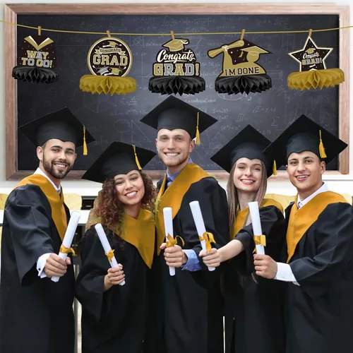 Miniatura 5 de 9 piezas de decoraciones de fiesta de graduación para clase de 2026, centro de mesa de felicitaciones de graduación de felicitaciones de graduación
