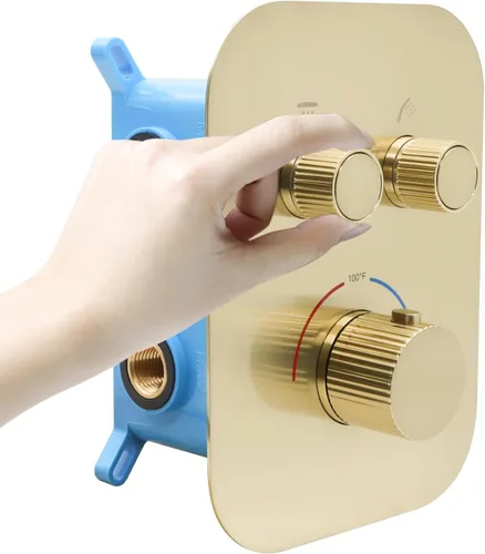 Miniatura 9 de Válvula termostática de ducha desviadora de ducha de 2 vías con control de temperatura, mezcla de ducha, desviador de flujo ajustable (negro mate)