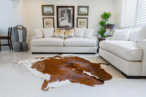 Miniatura 2 de LUXURY COWHIDES alfombra tricolor de coloración berrenda XL de 6 x 8 pies, 180 cm x 240 cm aproximadamente, de calidad superior Vientre blanco