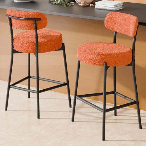 Miniatura 32 de Boucle - Juego de 2 taburetes de bar de altura de mostrador de 28 pulgadas, taburetes de bar modernos con asiento redondo de 4 pulgadas de grosor