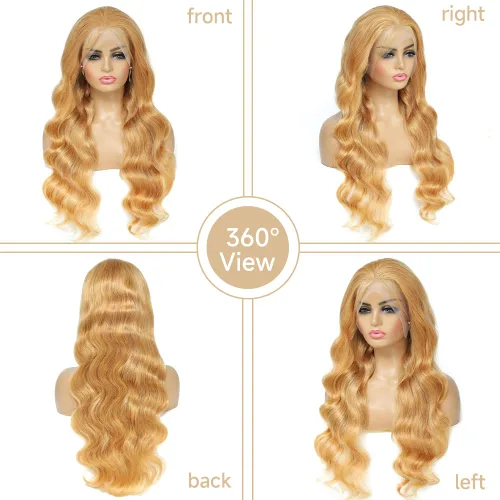 Miniatura 4 de Avolo - Peluca frontal de encaje color rubio miel, de cabello humano, prearrancada, 13 x 4, rubio miel, peluca frontal de encaje de cabello humano
