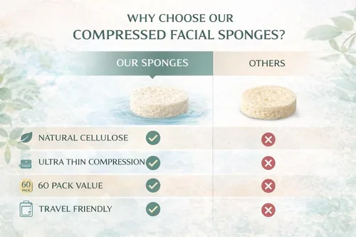 Miniatura 8 de Esponjas faciales comprimidas, paquete de 60 – Esponja facial de celulosa natural para limpieza, eliminación de maquillaje, exfoliación, lavado