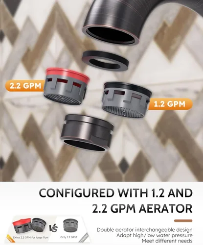 Miniatura 5 de WOWOW Grifo de Baño de 4 Pulgadas Centerset Bronce Frotado con Aceite Grifo de Lavabo de Baño Varilla de Elevación Ensamblaje de Drenaje Grifos