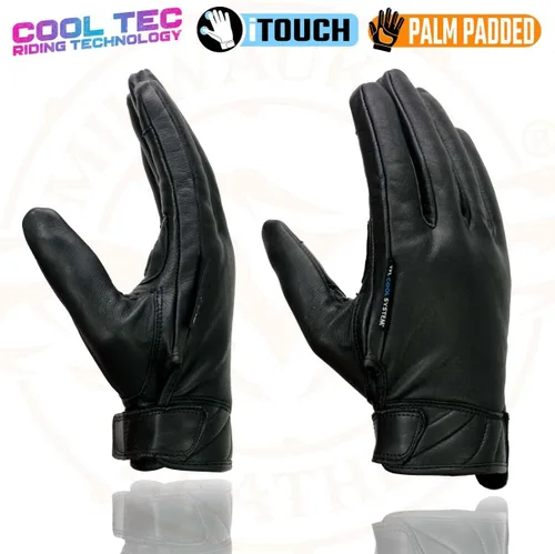 Miniatura 4 de Milwaukee Leather MG7502 - Guantes de mano para motocicleta de gel compatible con pantalla táctil para hombre, color negro