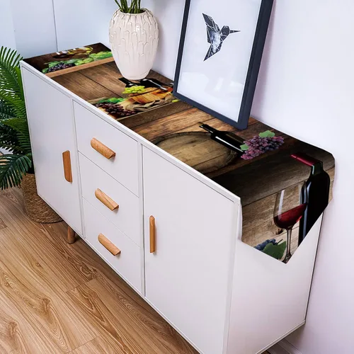 Miniatura 5 de Camino de mesa de arpillera, bufandas de copa de vino tinto, barril de madera, uva, camino de mesa de lino duradero para mesa, granja, decoración