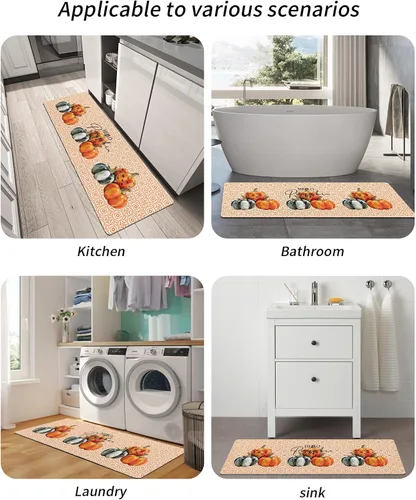Miniatura 5 de Geometry Pumpkins - Tapete de baño para bañera, antideslizante, de secado rápido y absorbente, de tierra de diatomeas, para ducha, fregadero