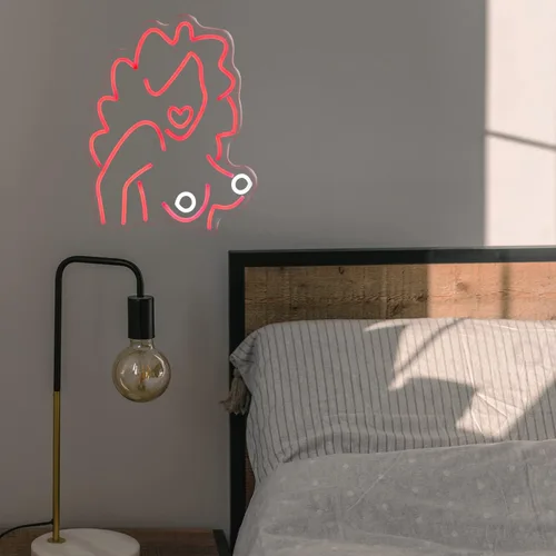 Miniatura 5 de Señal de neón sexy de mujer pelirroja en el pecho, pechos, luz LED, energía USB, regulable, luces de neón, regalos para niñas, niños y mujeres