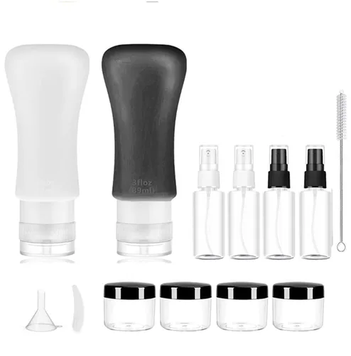 Miniatura 2 de Paquete de 18 botellas de viaje, artículos de tocador a prueba de fugas de 3oz y 2oz, perfectos para viajes de negocios o personales, silicona