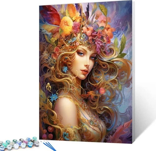 Miniatura 12 de Tucocoo Kit de pintura por números de flores para mujer, con pinceles y pigmento acrílico sobre lienzo para adultos, proyecto de manualidades