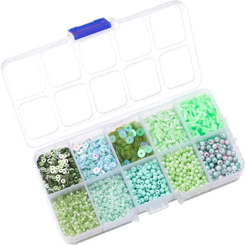 Miniatura 10 de Cuentas surtidas para la fabricación de joyas, cuentas de tubo de cristal para corneta, lentejuelas sueltas, varios tamaños para manualidades