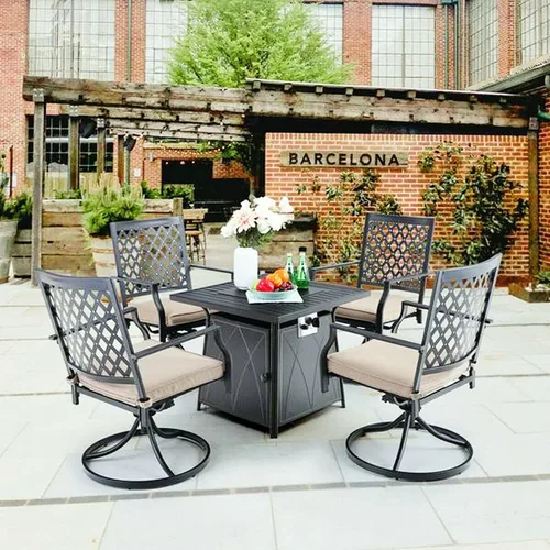Miniatura 6 de Mesa cuadrada para fogata de gas de 50,000 BTU para exteriores, para patio, jardín, campamento, calefacción al aire libre con vidrio azul
