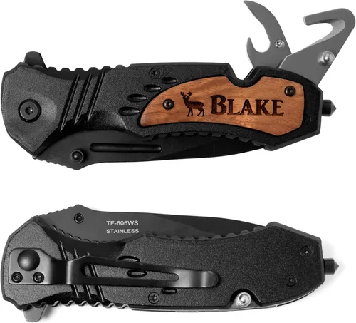 Miniatura 4 de Cuchillo de bolsillo personalizado de Palmetto Wood Shop - Cuchillo de bolsillo grabado con láser, regalo para hombres, cuchillo personalizado