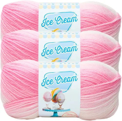 Miniatura 26 de Lion Brand Yarn, Hilo para Bebé Ice Cream para tejer, ganchillo y manualidades, Baseball Nut, 1 paquete, fibra acrílica colorida de peso DK