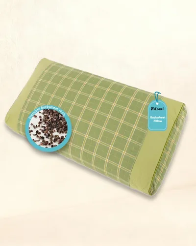 Miniatura 9 de Almohadas rectangulares para el cuello de trigo sarraceno, almohadas planas de apoyo cervical de 19.6 x 9.8 pulgadas para dormir, relleno de casco