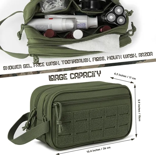 Miniatura 2 de QT&QY Neceser táctico para hombre, bolsa de higiene EDC herramienta militar Molle bolsas pequeñas Dopp Kit de afeitado para hombre Bolsas de ducha