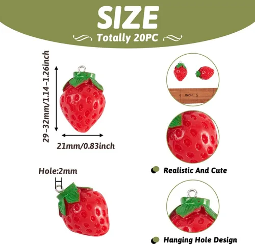 Miniatura 3 de Mega Pet 10 dijes colgantes de resina con diseño de aguacate verde, lindo adorno colgante de comida de imitación de 29 ~ 1.220 in para manualidades