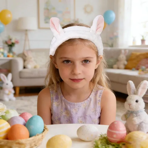 Miniatura 3 de YISSION Lindo juego de diadema y pulsera de conejo para mujeres y niñas, diadema de maquillaje de felpa suave con toallas de muñeca para lavado