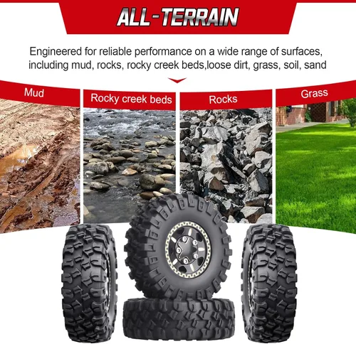 Miniatura 8 de Hobbypark Ruedas y neumáticos Beadlock de latón 1.0 para TRX4M actualizaciones Axial SCX24 1/24 RC Crawler piezas de repuesto, juego de 4 (tipo A)