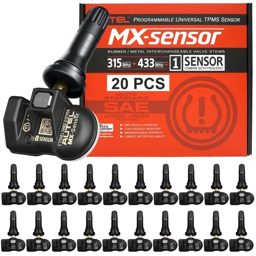 Autel Sensores TPMS, sensor Autel MX, paquete de 20 unidades de vástago de goma 315/433 MHz, sensores TPMS, sensor universal de neumáticos