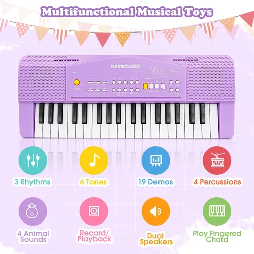 Miniatura 3 de Juguete de Piano para Niños Teclado de Piano Juguete para Niñas y Niños de 3 4 5 6 7 8 Años Principiantes Teclados Eléctricos con Micrófono Juguetes