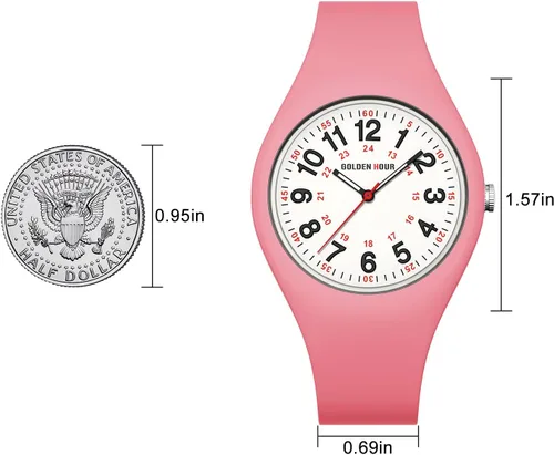 Miniatura 2 de GOLDEN HOUR Relojes deportivos impermeables analógicos unisex para enfermeras, profesionales médicos, estudiantes, esfera militar brillante y fácil